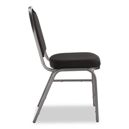 Picture of 9200 Series Premium Upholstered Stack Chair, Fabric, Supports 500 lb, 19" Seat Ht, Ebony Black Seat/Back, Silver Base, 2/PK