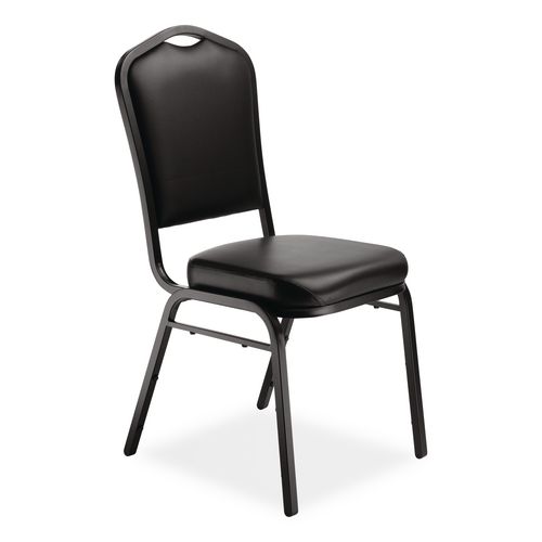 Picture of 9300 Series Deluxe Upholstered Stack Chair, Vinyl, Supports Up to 500 lb, 19" Seat Height, Black Seat/Back/Base, 2/Pack