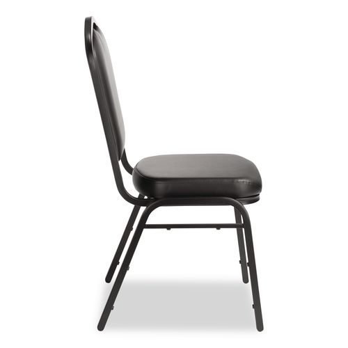 Picture of 9300 Series Deluxe Upholstered Stack Chair, Vinyl, Supports Up to 500 lb, 19" Seat Height, Black Seat/Back/Base, 2/Pack
