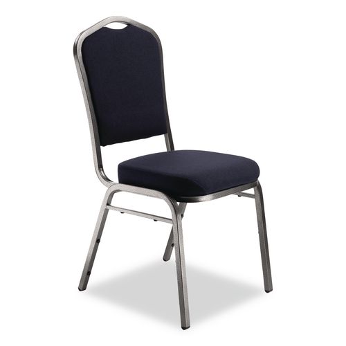 Picture of 9300 Series Deluxe Upholstered Stack Chair, Fabric, Supports 500 lb, 19" Seat Ht, Midnight Blue Seat/Back, Silver Base, 2/PK