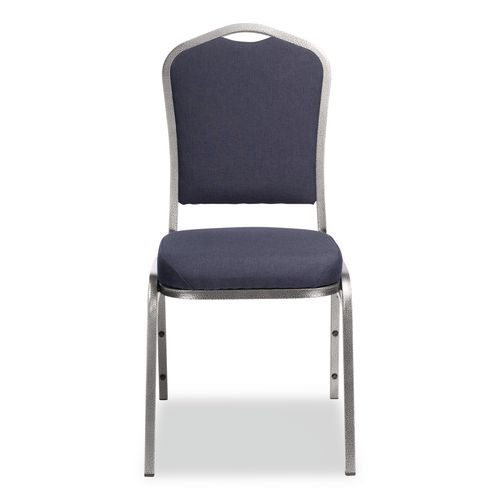 Picture of 9300 Series Deluxe Upholstered Stack Chair, Fabric, Supports 500 lb, 19" Seat Ht, Midnight Blue Seat/Back, Silver Base, 2/PK
