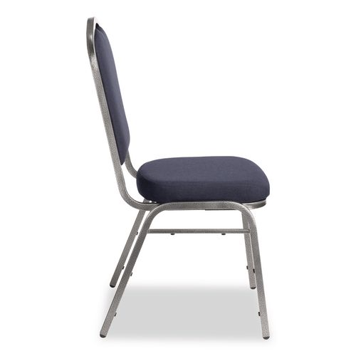 Picture of 9300 Series Deluxe Upholstered Stack Chair, Fabric, Supports 500 lb, 19" Seat Ht, Midnight Blue Seat/Back, Silver Base, 2/PK