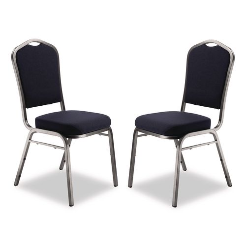 Picture of 9300 Series Deluxe Upholstered Stack Chair, Fabric, Supports 500 lb, 19" Seat Ht, Midnight Blue Seat/Back, Silver Base, 2/PK