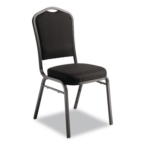 Picture of 9300 Series Deluxe Upholstered Stack Chair, Fabric, Supports 500 lb, 19" Seat Height, Ebony Black Seat/Back, Black Base, 2/PK