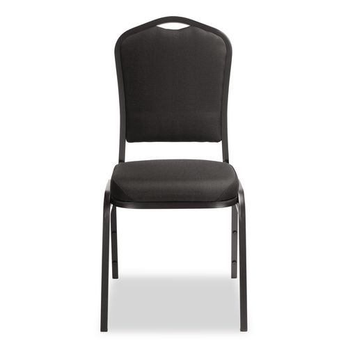 Picture of 9300 Series Deluxe Upholstered Stack Chair, Fabric, Supports 500 lb, 19" Seat Height, Ebony Black Seat/Back, Black Base, 2/PK