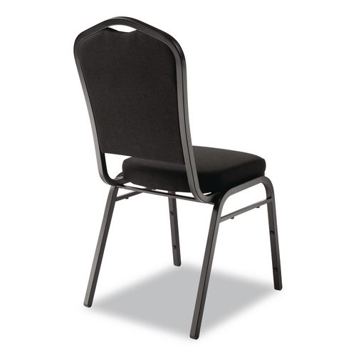 Picture of 9300 Series Deluxe Upholstered Stack Chair, Fabric, Supports 500 lb, 19" Seat Height, Ebony Black Seat/Back, Black Base, 2/PK