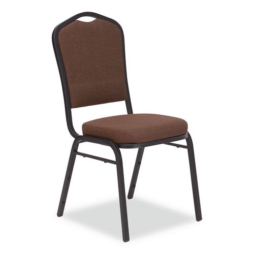 Picture of 9300 Series Deluxe Upholstered Stack Chair, Fabric, Supports 500 lb, 19" Seat Height, Chocolatier Seat/Back, Black Base, 2/PK