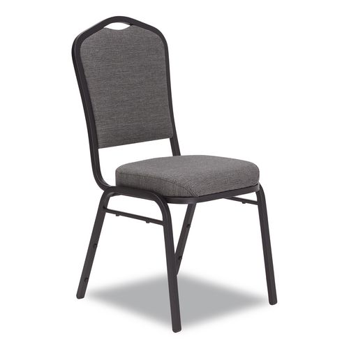 Picture of 9300 Series Deluxe Upholstered Stack Chair, Fabric, Supports 500 lb,19" Seat Ht, Nat Graystone Seat/Back, Black Base, 2/PK
