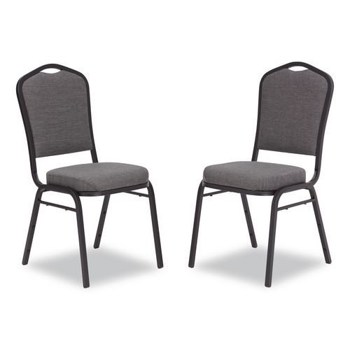 Picture of 9300 Series Deluxe Upholstered Stack Chair, Fabric, Supports 500 lb,19" Seat Ht, Nat Graystone Seat/Back, Black Base, 2/PK
