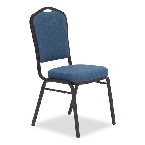 Picture of 9300 Series Deluxe Upholstered Stack Chair, Fabric, Supports 500 lb, 19" Seat Ht, Natural Blue Seat/Back, Black Base, 2/Pack