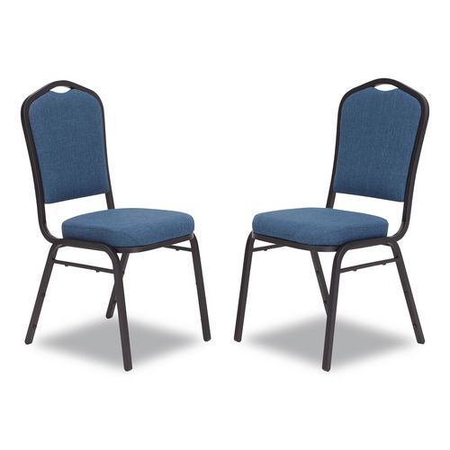 Picture of 9300 Series Deluxe Upholstered Stack Chair, Fabric, Supports 500 lb, 19" Seat Ht, Natural Blue Seat/Back, Black Base, 2/Pack