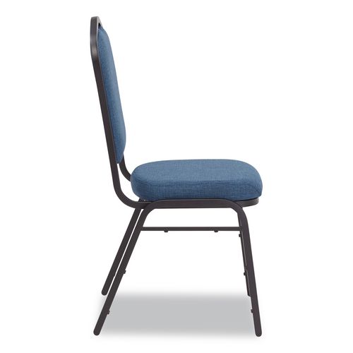 Picture of 9300 Series Deluxe Upholstered Stack Chair, Fabric, Supports 500 lb, 19" Seat Ht, Natural Blue Seat/Back, Black Base, 2/Pack