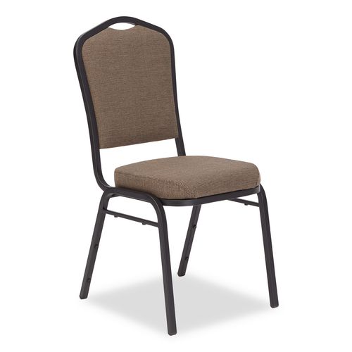 Picture of 9300 Series Deluxe Upholstered Stack Chair, Fabric, Supports 500 lb, 19" Seat Ht, Natural Taupe Seat/Back, Black Base, 2/Pack