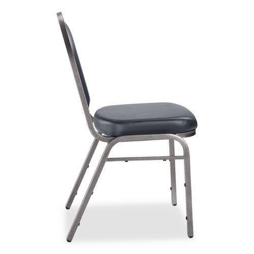 Picture of 9200 Series Premium Upholstered Stack Chair, Vinyl, Supports 500 lb, 19" Seat Ht, Midnight Blue Seat/Back, Silver Base, 2/PK