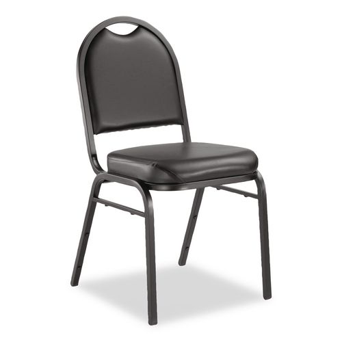 Picture of 9200 Series Premium Upholstered Stack Chair, Vinyl, Supports Up to 500 lb, 19" Seat Height, Black Seat/Back, Black Base, 2/PK