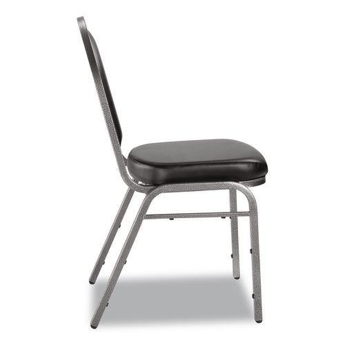 Picture of 9200 Series Premium Upholstered Stack Chair, Vinyl, Supports Up to 500 lb,19" Seat Height, Black Seat/Back, Silver Base, 2/PK