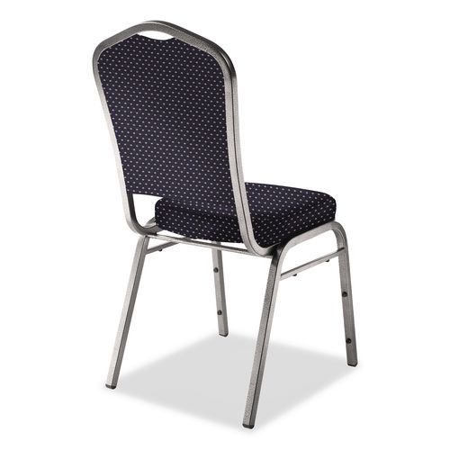 Picture of 9300 Series Deluxe Upholstered Stack Chair, Fabric, Supports 500 lb, 19" Seat Ht, Diamond Navy Seat/Back, Silver Base, 2/Pack