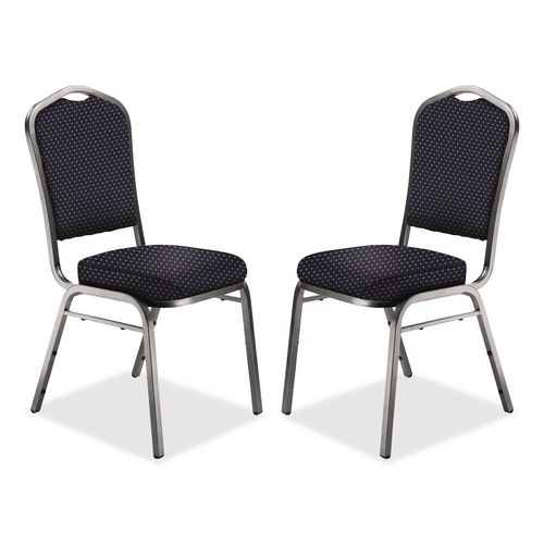 Picture of 9300 Series Deluxe Upholstered Stack Chair, Fabric, Supports 500 lb, 19" Seat Ht, Diamond Navy Seat/Back, Silver Base, 2/Pack
