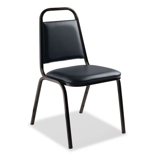 Picture of 9100 Series Vinyl Upholstered Stack Chair, Supports 300 lbs, 18" Seat Height, Midnight Blue Seat/Back, Black Base, 4/Pack