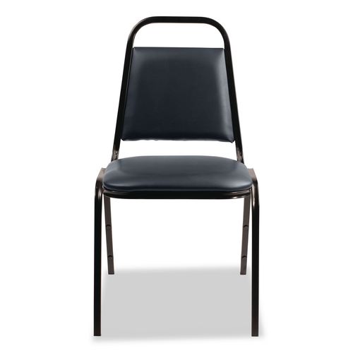 Picture of 9100 Series Vinyl Upholstered Stack Chair, Supports 300 lbs, 18" Seat Height, Midnight Blue Seat/Back, Black Base, 4/Pack