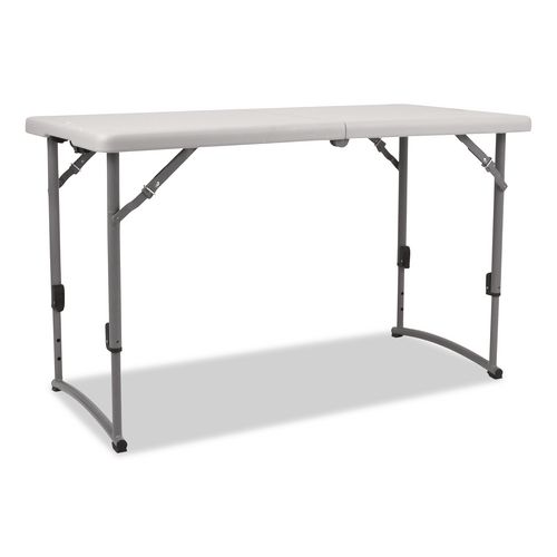 Picture of Plastic Fold-in-Half Adjustable Height Table, Rectangular, 24w x 48d x 22h to 35h, Speckled Gray Top, Gray Base/Legs