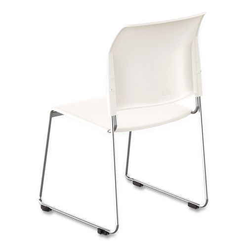 Picture of 8800 Series Cafetorium Plastic Stack Chair, Supports Up to 500 lb, 18" Seat Height, White Seat/Back, Chrome Base, 4/Pack