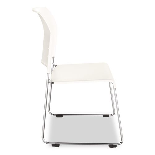 Picture of 8800 Series Cafetorium Plastic Stack Chair, Supports Up to 500 lb, 18" Seat Height, White Seat/Back, Chrome Base, 4/Pack