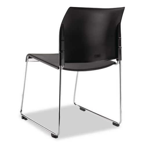 Picture of 8800 Series Cafetorium Plastic Stack Chair, Supports Up to 500 lb, 18" Seat Height, Black Seat/Back, Chrome Base, 4/Pack