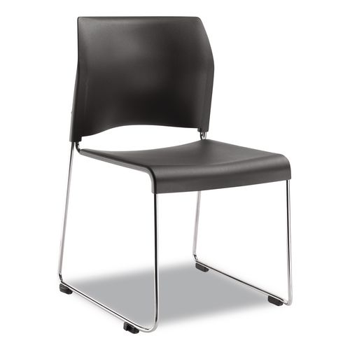 Picture of 8800 Series Cafetorium Plastic Stack Chair, Supports Up to 500 lb, 18" Seat Height, Charcoal Seat/Back, Chrome Base, 4/Pack