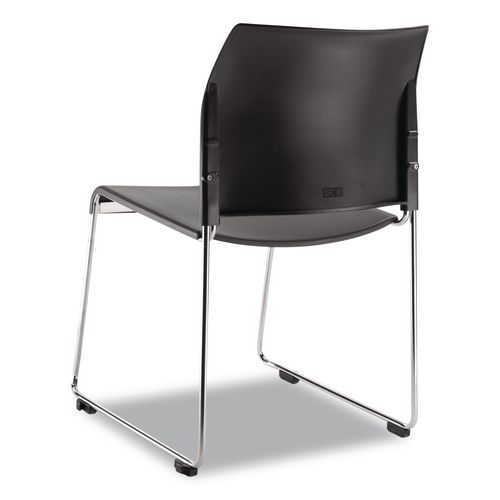 Picture of 8800 Series Cafetorium Plastic Stack Chair, Supports Up to 500 lb, 18" Seat Height, Charcoal Seat/Back, Chrome Base, 4/Pack