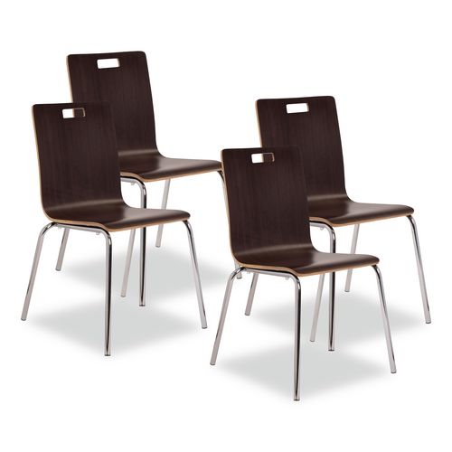 Picture of Bushwick Series Bentwood Chair, Supports Up to 500 lb, 18" Seat Height, Espresso Seat, Espresso Back, Chrome Base, 4/Pack