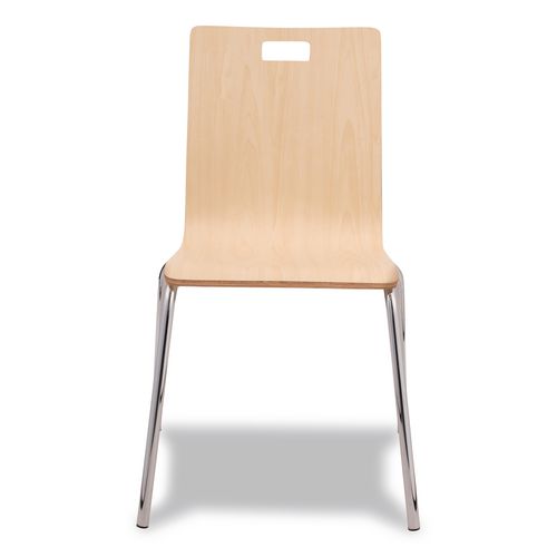 Picture of Bushwick Series Bentwood Chair, Supports Up to 500 lb, 18" Seat Height, Natural Seat, Natural Back, Chrome Base, 4/Pack