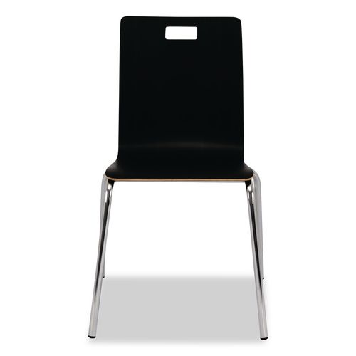 Picture of Bushwick Series Bentwood Chair, Supports Up to 500 lb, 18" Seat Height, Black Seat, Black Back, Chrome Base, 4/Pack