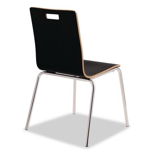Picture of Bushwick Series Bentwood Chair, Supports Up to 500 lb, 18" Seat Height, Black Seat, Black Back, Chrome Base, 4/Pack