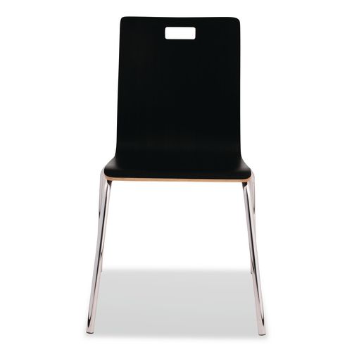 Picture of Bushwick Series Bentwood Chair, Supports Up to 500 lb, 18" Seat Height, Black Seat, Black Back, Chrome Base, 4/Pack