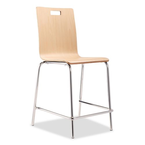 Picture of Bushwick Series Bentwood Stool, Counter Height, Supports Up to 500 lb, 24" Seat Height, Natural Seat/Back, Chrome Base, 4/PK