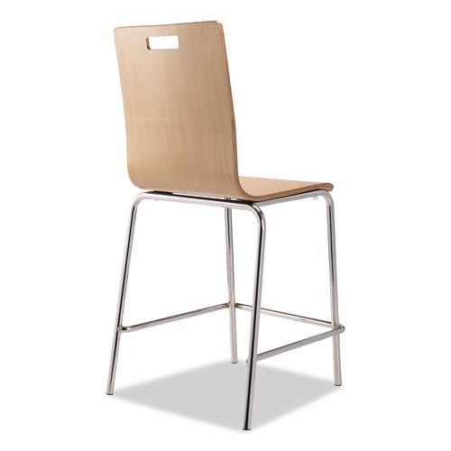 Picture of Bushwick Series Bentwood Stool, Counter Height, Supports Up to 500 lb, 24" Seat Height, Natural Seat/Back, Chrome Base, 4/PK