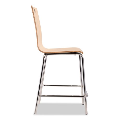 Picture of Bushwick Series Bentwood Stool, Counter Height, Supports Up to 500 lb, 24" Seat Height, Natural Seat/Back, Chrome Base, 4/PK