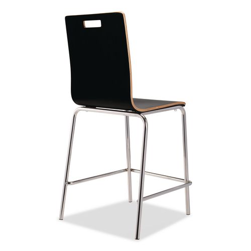 Picture of Bushwick Series Bentwood Stool, Counter Height, Supports Up to 500 lb, 24" Seat Height, Black Seat/Back, Chrome Base, 4/Pack