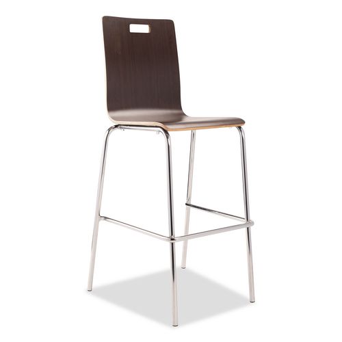 Picture of Bushwick Series Bentwood Stool, Supports Up to 500 lb, 30" Seat Height, Espresso Seat, Espresso Back, Chrome Base, 4/Pack