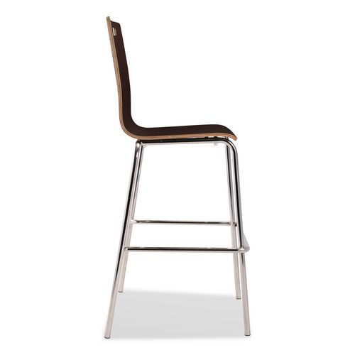 Picture of Bushwick Series Bentwood Stool, Supports Up to 500 lb, 30" Seat Height, Espresso Seat, Espresso Back, Chrome Base, 4/Pack