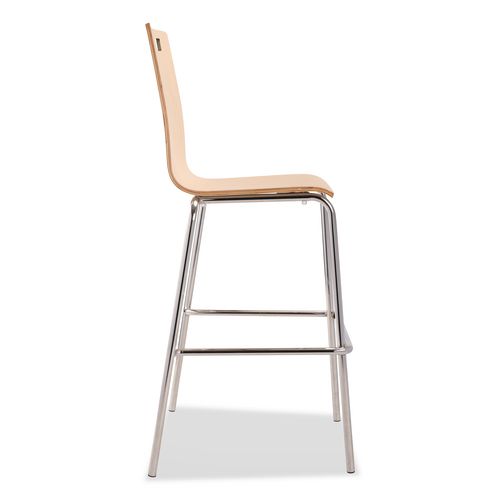 Picture of Bushwick Series Bentwood Stool, Supports Up to 500 lb, 30" Seat Height, Natural Seat, Natural Back, Chrome Base, 4/Pack