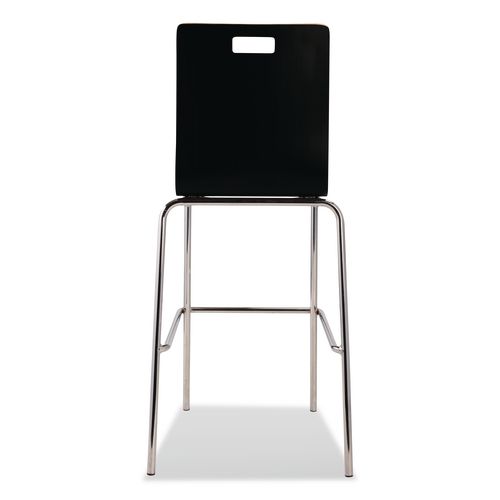 Picture of Bushwick Series Bentwood Stool, Supports Up to 500 lb, 30" Seat Height, Black Seat, Black Back, Chrome Base, 4/Pack