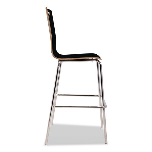 Picture of Bushwick Series Bentwood Stool, Supports Up to 500 lb, 30" Seat Height, Black Seat, Black Back, Chrome Base, 4/Pack