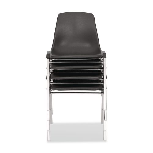 Picture of 8100 Series Poly Shell Stacking Chair, Supports Up to 500 lb, 18" Seat Height, Black Seat, Black Back, Chrome Base, 4/Pack