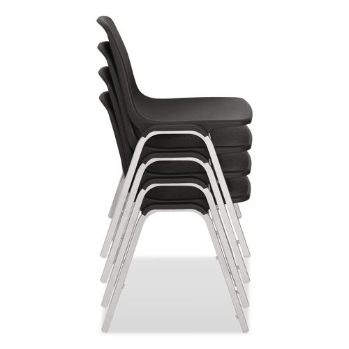 Picture of 8100 Series Poly Shell Stacking Chair, Supports Up to 500 lb, 18" Seat Height, Black Seat, Black Back, Chrome Base, 4/Pack