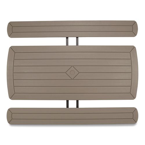 Picture of Blow Molded Folding Picnic Table, Rectangular, 57w x 72d x 29.5h, Brown Top, Brown Base/Legs