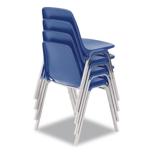 Picture of 8100 Series Poly Shell Stacking Chair, Supports Up to 500 lb, 18" Seat Height, Blue Seat, Blue Back, Chrome Base, 4/Pack