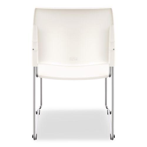 Picture of 8800 Series Cafetorium Plastic Stack Chair, Supports Up to 500 lb, 18" Seat Height, White Seat/Back, Chrome Base, 4/Pack