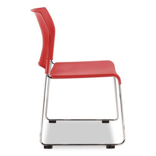 Picture of 8800 Series Cafetorium Plastic Stack Chair, Supports Up to 500 lb, 18" Seat Height, Red Seat, Red Back, Chrome Base, 4/Pack